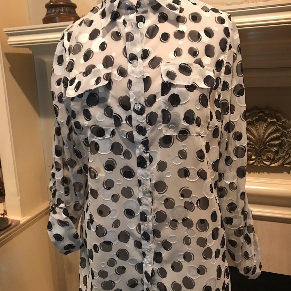 Semi sheer navy/white shirt. TanJay size 10.
